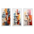 thumbnail image 2 of Designart "Constructed Horizons in Constructivism II" Abstract Framed Wall Art Set Of 3 - Orange Constructivism Frame Canvas Set For Living Room Decor, 2 of 6
