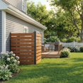 thumbnail image 1 of Outdoor Privacy Screen 2-Panel - Weatherproof Decorative Enclosure Screen - Protects Trash Cans, AC Units, Pool Equipment - No-Dig Metal & Wood Design for Garden, Yard, Patio - 2PCS
﻿, 1 of 7