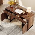 thumbnail image 4 of WAMPAT 59 inch Executive Desk, Modern Home Office Computer Desk with Drawers and Charging Station, Wooden Writing Workstation with File Cabinet Storage, Study Table for Work and Study, Brown, 4 of 10