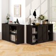 thumbnail image 2 of Costway Buffet Bahut Empilable, Ensemble de 2 avec Portes Coulissantes et Tablette Réglable, Brun, 2 of 8