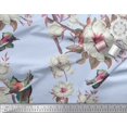 thumbnail image 2 of Soimoi Blue polyester Crepe Fabric Floral & Bird Printed Fabric 1 Yard 52 Inch Wide, 2 of 3