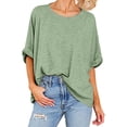 thumbnail image 2 of Plebaso T-Shirts Surdimensionnés pour Femmes Manches Courtes Col Rond T-Shirts d'Été Décontractés Amples Blouses 2025, 2 of 7