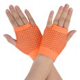 thumbnail image 1 of Unique Bargains Gants Résille Sans Doigts à Trou pour le Pouce pour Femmes Longueur Coude Orange Courts-1 Paire, 1 of 5