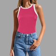 thumbnail image 2 of HBFAGFB Débardeurs pour Femmes Mode Col Rond Sans Manches Hauts Ajustés Légers Polyvalents Camisole Rose Vif Taille g, 2 of 4