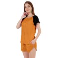 thumbnail image 4 of Inkmeso Solid 2 Pc Nightwear Set For Women Raglan Sleeves Button-Down Top & Shorts Sleepwear-33, 4 of 7