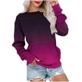 thumbnail image 1 of Lmnyox Chandails à Col Rond pour Femmes, Mode Décontractée, Imprimé, Manches Longues, Chandails à Enfiler avec Poche, Chemises Basiques Amples, 1 of 6