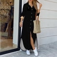 thumbnail image 2 of Ketyyh-chn99 Robes d'Été pour Femmes Plage Décontracté Robe d'Été de Plage Décontractée Robe Courte Ample Confortable à Rayures Manches Longues Longue Robe Noir,2TG, 2 of 5