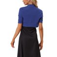 thumbnail image 3 of INSPIRE CHIC Women's Short Sleeves Bolero Open Front Shrugs Cropped Cardigan Royal Blue M, 3 of 6