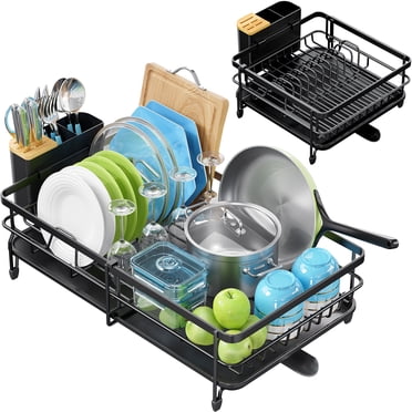 KK KINGRACK Égouttoir à Vaisselle, Porte-Ustensiles Amovible pour Cuisine, Noir