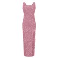 thumbnail image 4 of EQWLJWE Robe Longue pour Femmes Femmes Mode Bretelles à Franges Paillettes Aguichant Fente Fente Robes Longues Sans Manches Encolure Carrée Robes à la Cheville, 4 of 6