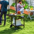 thumbnail image 2 of Outsunny Outdoor Kitchen Prep Station with Foldable Side Table, Black, 2 of 10