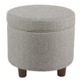 thumbnail image 2 of HomePop Pouf de Rangement Rond Transitionnel en Bois et Tissu, Gris Pâle, 2 of 8