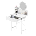 thumbnail image 4 of Visland Coiffeuse avec Miroir Éclairé à DEL, Table de Maquillage avec 1 Tiroir et 2 Étagères Ouvertes, Table de Toilette pour Chambre, 3 Modes de Luminosité Réglables, 4 of 10