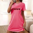 thumbnail image 2 of Pyjama Assorti Nuisette pour Femme Manches Courtes Vêtement de Nuit Confortable Chemises de Nuit Imprimées Col Rond T-Shirt de Nuit Robe de Sommeil Douce Coupe Ample Robe de Pyjama TTG, 2 of 3