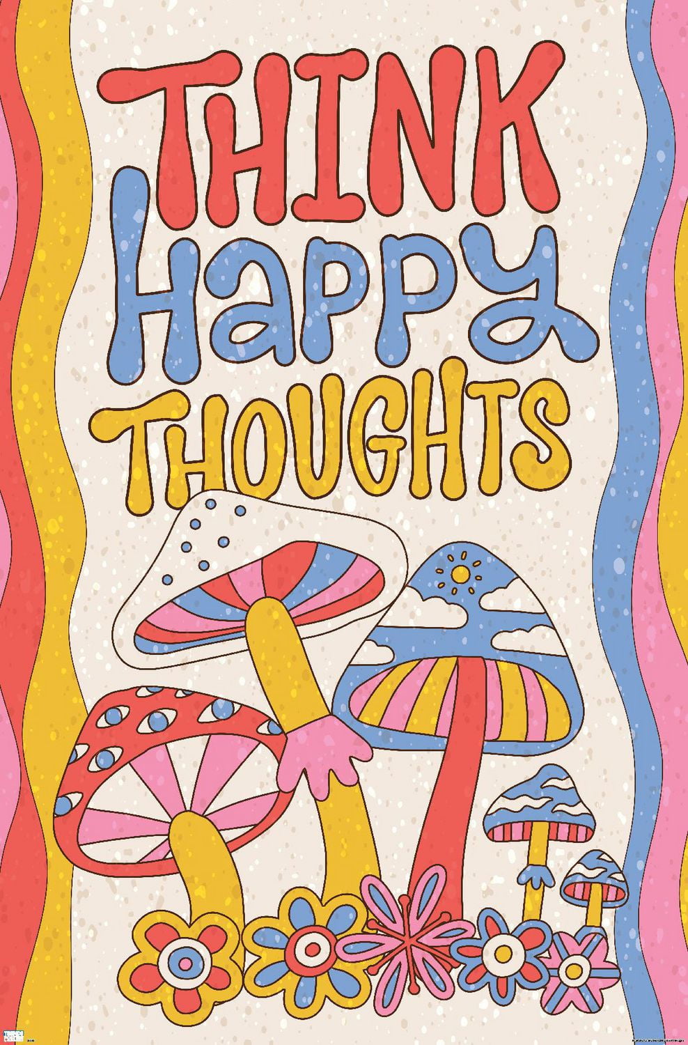 Mushrooms - Think Happy Thoughts Wall Poster, 22.375" x 34"