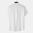 thumbnail image 4 of cfhntfmh Cotton Linen Shirts for Men Summer Short Sleeve Button up Beach T-Shirts Lightweight Solid Collared Tops, 4 of 7