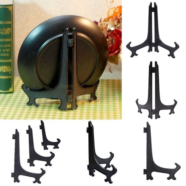 facefd 6pcs Plastic Easels Plate Holders Display Dish Plate Holders Rack Picture Frame Photo Book Pedestal Stand