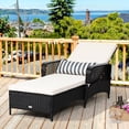 thumbnail image 3 of Costway PE Rattan Chaise Lounge Chair Armrest Recliner Adjustable Pillow Black, 3 of 10