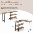 thumbnail image 3 of Costway 360° Rotatable Sofa Side Table L-shaped Laptop Desk Snack Table withShelf Patented Brown, 3 of 9