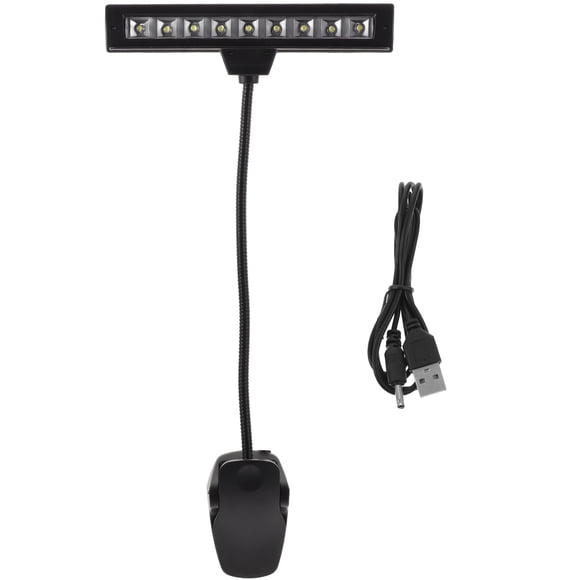 CIMAXIC Clip on Music Light Stand 9 LED Orchestra Lamp Piano Light Fully Adjustable Music Stand Lamp with Power Cable (Without Batteries, Black),15.75"X8.27"X2.56"