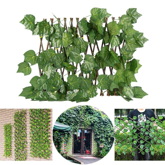 Langgg Clôture de Jardin Rétractable Écran d'Intimité Extérieur Feuilles de Vigne
