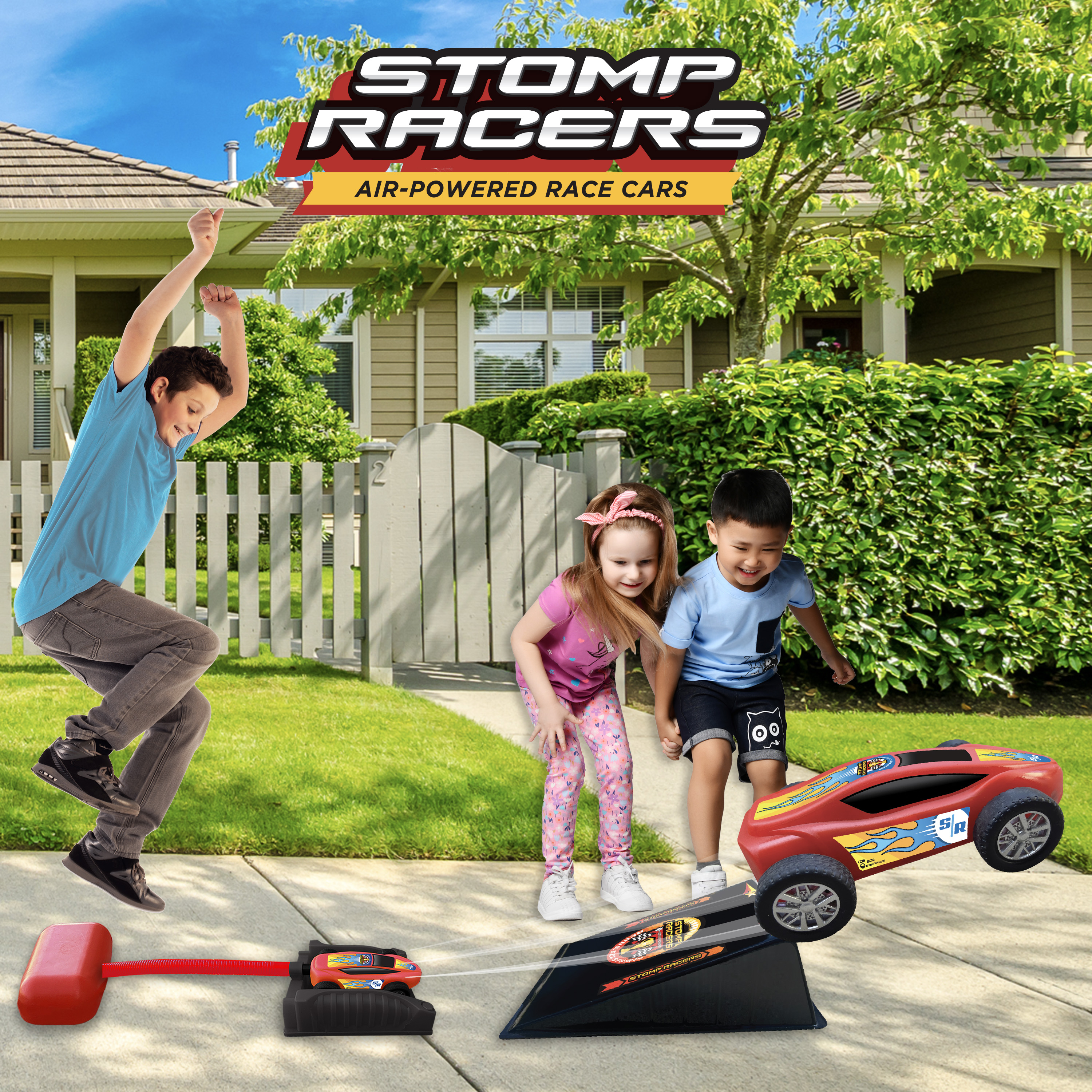 Stomp Racers Air Powered Cars by Stomp Rocket - Includes 1 Race Car and Launcher, Fun Outdoor Toys for Boys and Girls Ages 5 and up