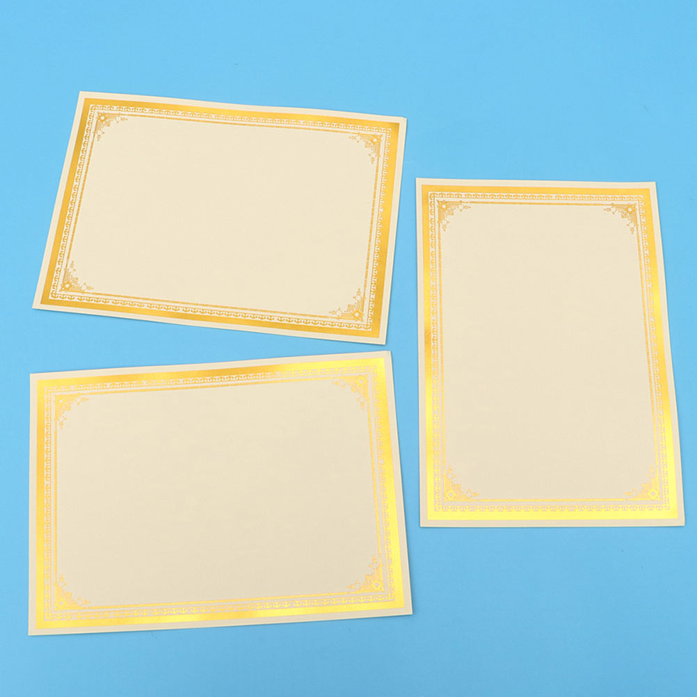 HAMPPLIES 12 Sheets Printing Paper Certificate Paper Golden Text Smooth Edges Employees