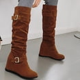 thumbnail image 2 of Bottes Mode pour Femmes Hauteur Genou avec Talon Compensé Surélevé et Boucle de Ceinture Stylée pour un Style, 2 of 6