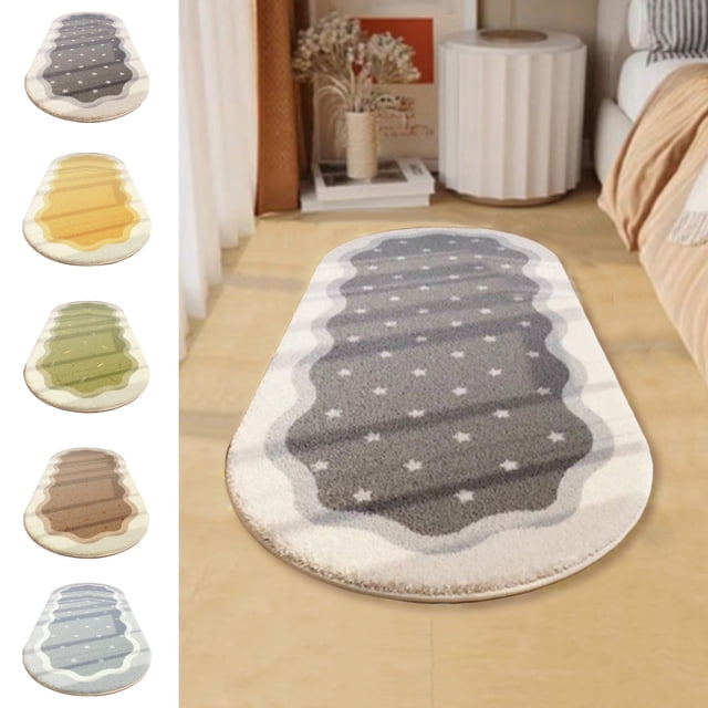 Holiday Deals! Gspmoly Soft Bedroom Rugs Shaggys Rugs for Bedroom Oval Rugs Room Small Carpet Living Room Runner Rug Non Slip Decor 16X48In Holiday Deals