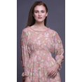 thumbnail image 5 of Bimba Floral Women Cotton Smocked Boho Renaissance Long Ruffle MaxiDress-Large, 5 of 5