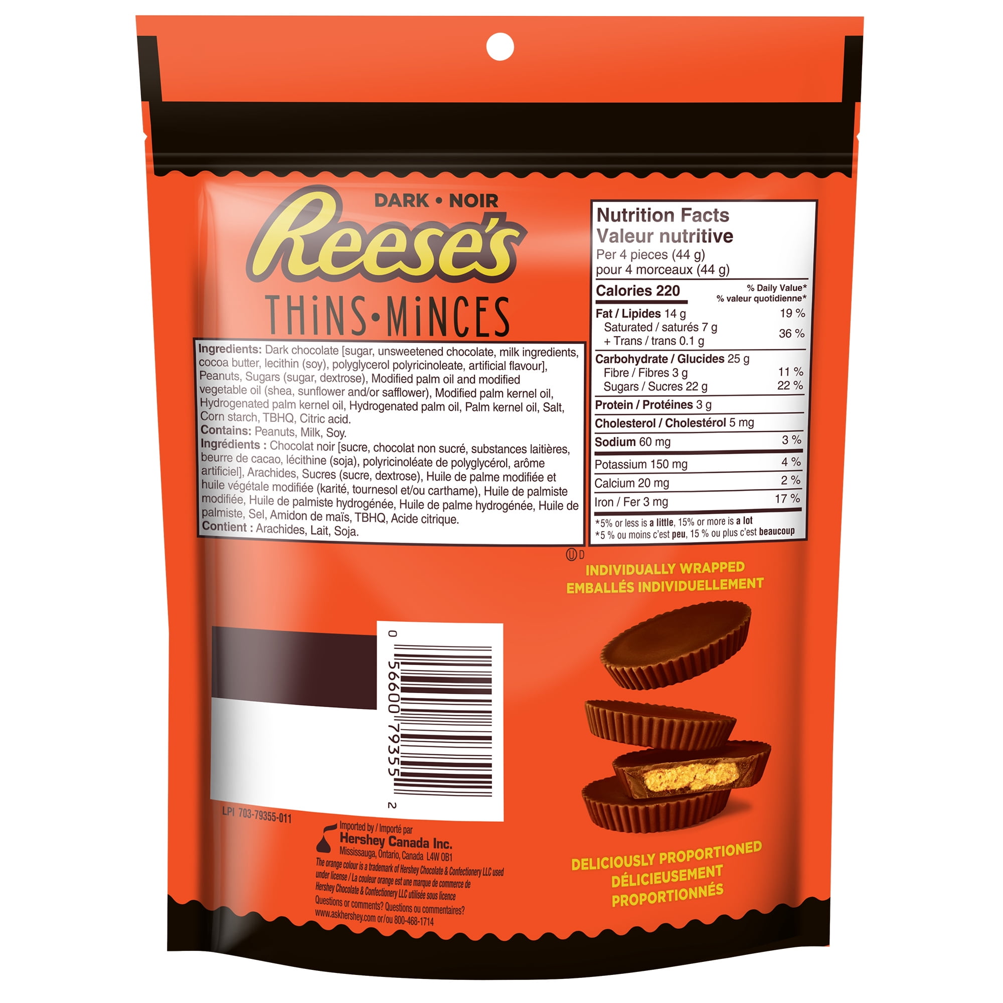 REESE’S THiNS PEANUT BUTTER CUPS Dark Chocolate, 165 g