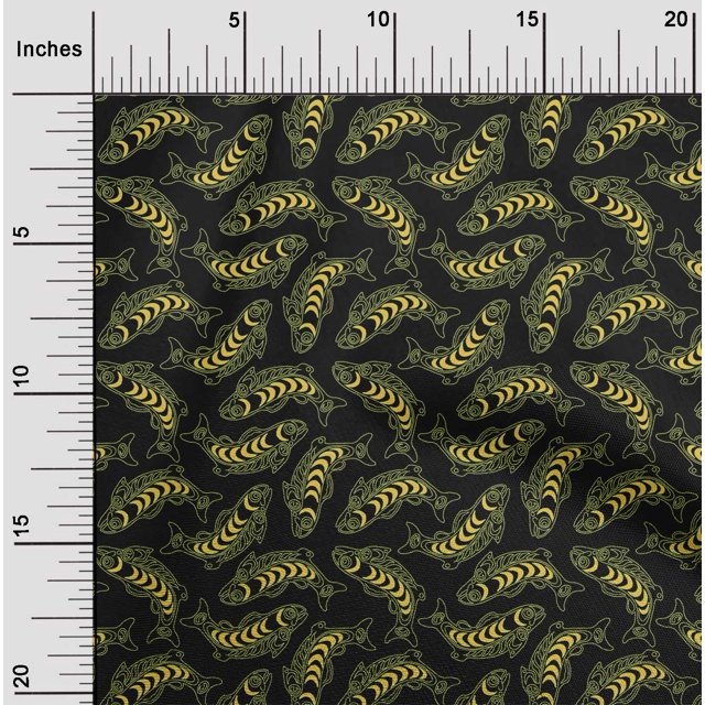 oneOone Tissu Cambric en Coton Poisson Océan Tissu Imprimé 1 Yard 56 Pouces de Large