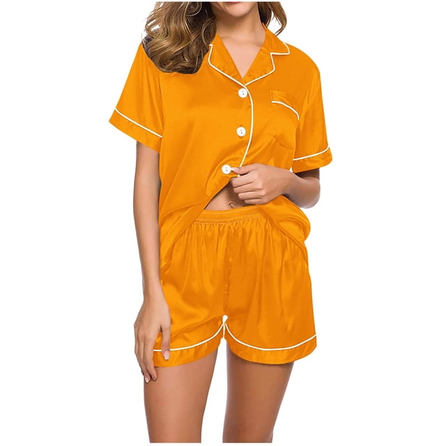Yuyuzo Pajama Sets for Women 2 Piece Short Sleeve Button down Shirts Lounge Sets Color Block Soft Pj Sets