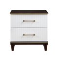 thumbnail image 4 of Ensemble de Chambre Moderne 4 Pcs Lit Grand Table de Chevet Commode Miroir Meubles en Bois Finition Blanc et Cerisier, 4 of 7