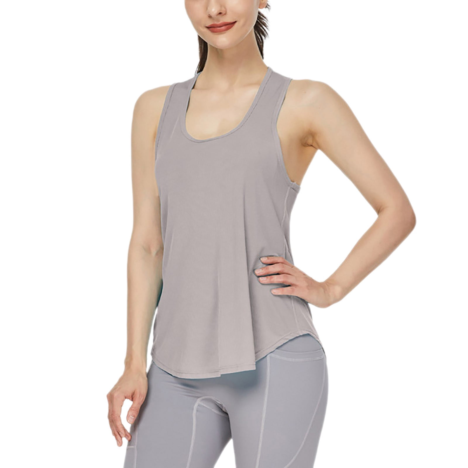 Timegard Tank Top for Women Racerback Workout Yoga Tee Sleeveless U Neck Loose Outdoor Active Tee