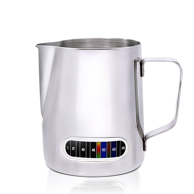 12/20oz Milk Frothing Pitcher with Temperature Display Stainless Steel Milk Frother Pitcher Jug Cup for