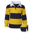 thumbnail image 2 of Sportoli Boys 100% Cotton Wide Striped Long Sleeve Polo Rugby Shirt, 2 of 7