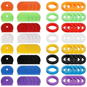 80 Pcs Étiquettes de Couvercle de Cap de Clé, Bague de Clé de Cap de Clé Combinaison Identificateur de Clé Étiquette ID Système de Codage Parfait pour Identifier Votre Clé en 2 Styles Différents 8 Couleurs Assorties