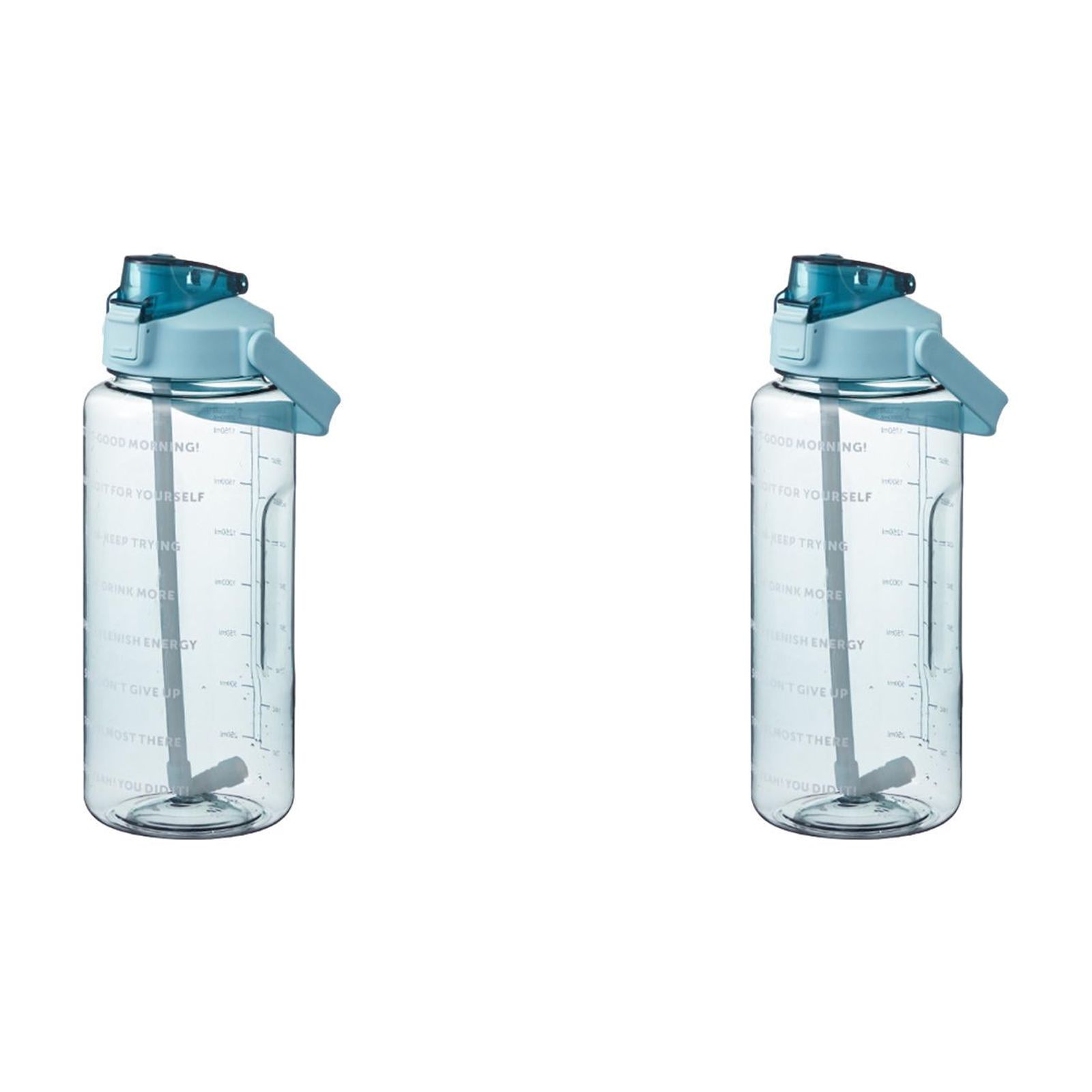 (2-Pack) Rinsvye Sports Water Cup Large Small Glass Drinking Cups Capacity Heat Plastic Cup with Straw Cup Network Red Fitness Oversized Kettle Will Carry The Time Mark Suitable for Fitness Gym and