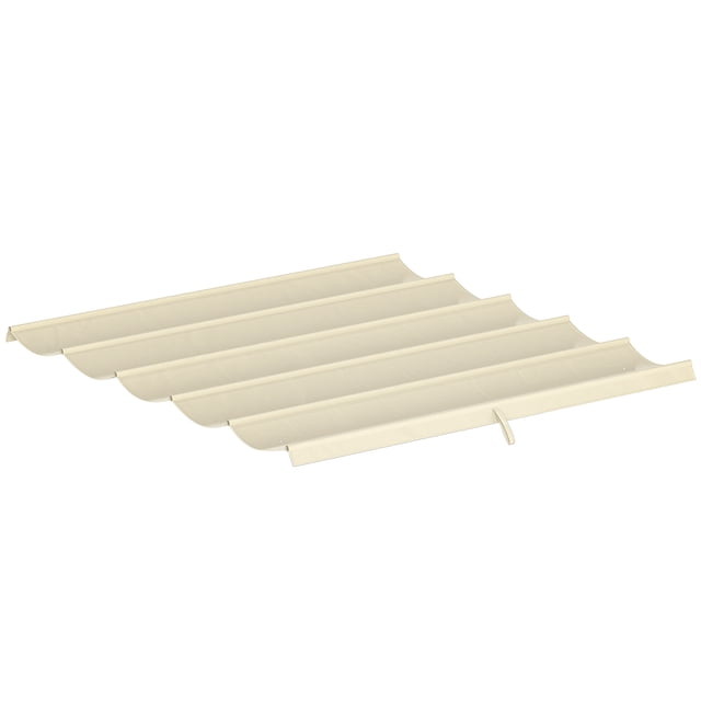 Outsunny 8.2' x 8.4' Pergola Canopy Top Only in cream, designed to fit a 10' x 10' frame. Made of PA-coated polyester, it features ten rain drain holes for water drainage and breathable fabric for air circulation. Includes pockets for six bars and holes for easy installation. Suitable for 9.8' x 9.8' pergolas.
