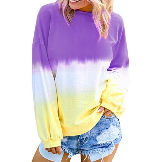 Women's Ligth Gray/Modena/Pink/Gray/Multicolor/Sky Blue Color Block Tie Dye Pullover Sweatshirt