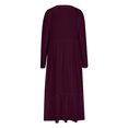 thumbnail image 3 of Penkiiy Robe Décontractée pour Femme à Manches Longues, Col Ras du Cou, Coupe Évasée, Robe Longue Fluide à Étages pour la Plage avec Poches, P Violet, 3 of 5