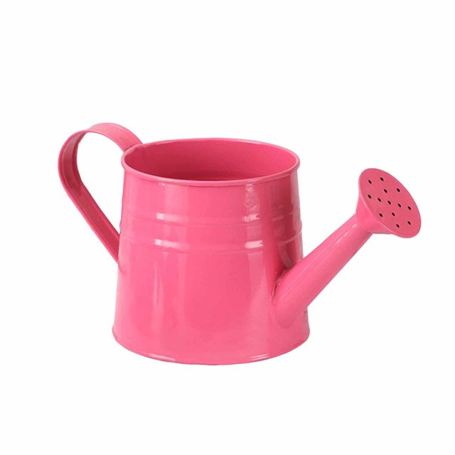 koolsoo Metal Mini Watering Can Planter Garden Bucket for Patio Decor Smooth Surface Rose Red