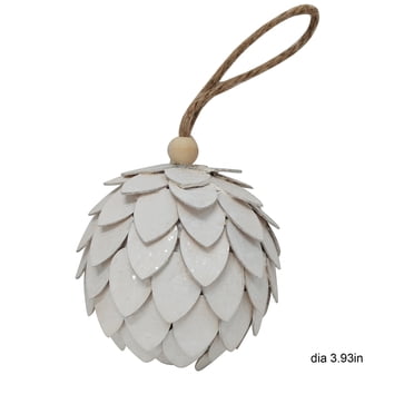 Holiday Time White Pinecone Ball Christmas Hanging Ornament