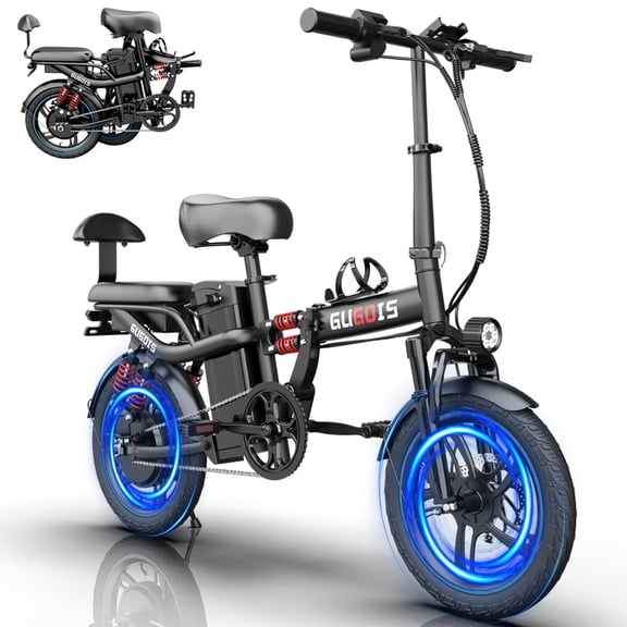 16" 750W Peak Electric Bike, 48V 15Ah Removable Battery Electric Commuter City Bike, One-Piece Tire Folding Ebike for Adults, Full Suspension, off-road UL2849
