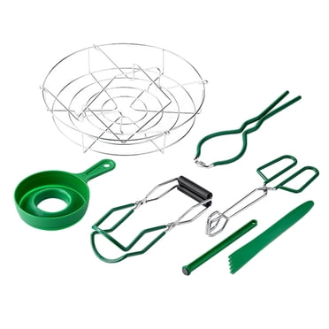 Trousse de Mise en Conserve Générique de 7 Pcs avec Lève-Bocal et Panier, Options Rouges Ou Vertes, Outils en Acier Inoxydable et en Silicone pour une Conservation Sûre et Efficace
