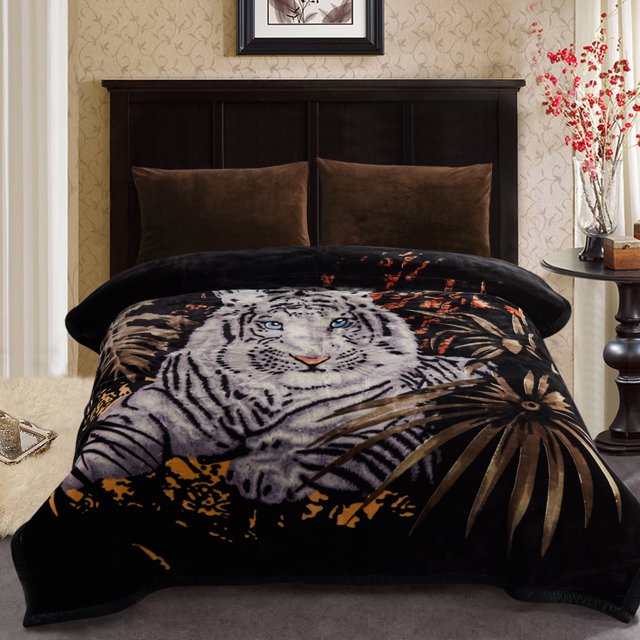 Thick Warm Winter Fleece Blanket For King Bed 2 Ply Reversible Soft Raschel Blanket,85"x93",10lb