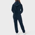 thumbnail image 4 of WEIYLL Womens Fleece Jacket Long Sleeve Pajamas Solid Color Zipper Loose Hooded Jumpsuit Cute Suit Navy Fall Tops Size M, 4 of 7