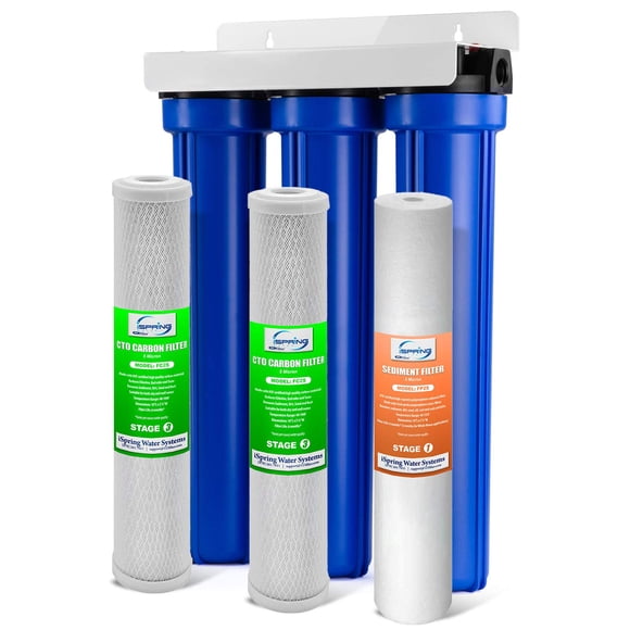 iSpring Whole House Water Filter System w/ 20†x 2.5†Sediment & Carbon Water Filters, 3-Stage Whole House Water Filtration System, Model: WCB32O