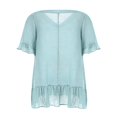 thumbnail image 4 of MesaSe Robe de Plage Ample pour Femmes à Manches Courtes, Col en V, Unie, à Volants, 4 of 6